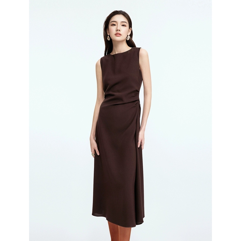 Langyu Ziyun A-Line Draped Light Dress, Sleeveless Slim-Fit Dress with a Waist-Cinching Design, High-End and Elegant, 2025 Autumn New Style Langyu Ziyun A-Line Draped Light Dress, Sleeveless Slim-Fit Dress with a Waist-Cinching Design, High-End and Elegant, 2025 Autumn New Style