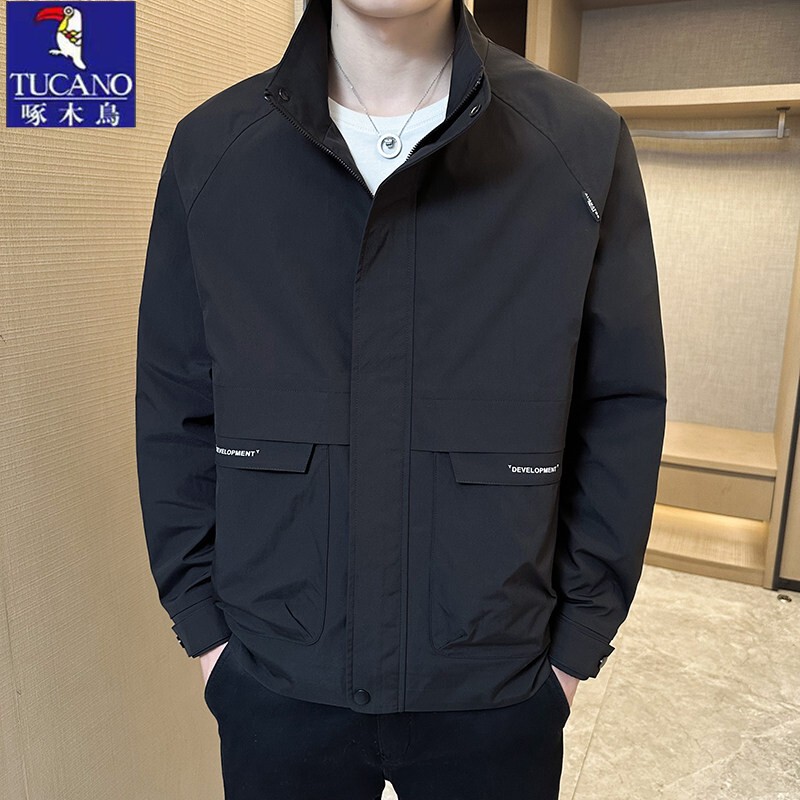 Woodpecker Spring and Autumn Stand Collar Jacket for Men 2026 New Korean Style Casual Coat Windproof Waterproof Versatile Top for Men Woodpecker Spring and Autumn Stand Collar Jacket for Men 2026 New Korean Style Casual Coat Windproof Waterproof Versatile Top for Men