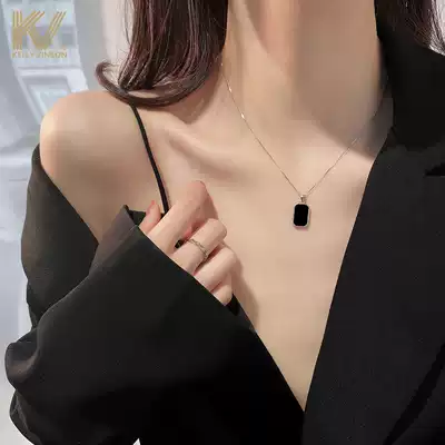 Black brand necklace female 2021 New 925 sterling silver niche design advanced sense simple personality ins choker