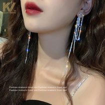 Earrings 2021 New Tide long ear line female sterling silver senior sense light luxury temperament earring tassel versatile earring
