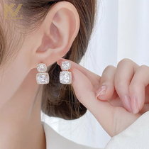 Diamond earrings 2021 New Tide Korean temperament Net red earrings female sterling silver earrings