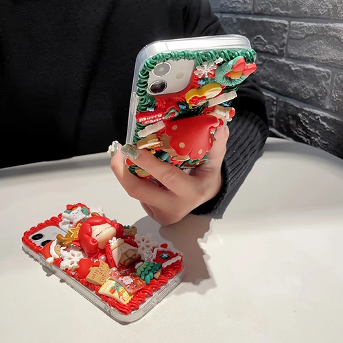 Рождественский кремовый мультяшный чехол для телефона, набор материалов для влюбленных ручной работы, комплект, «сделай сам»