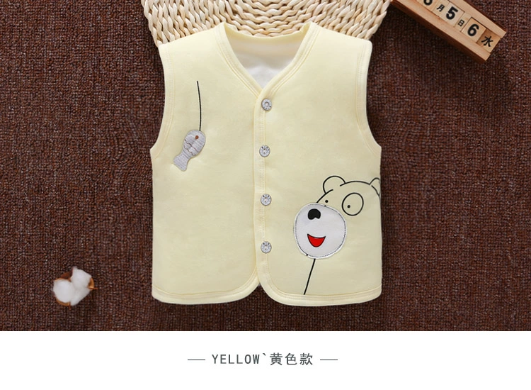 Áo len cho bé mùa xuân và mùa thu cotton 0-1-3 tuổi Áo vest bé ấm áp dày bông mùa đông nam và nữ trẻ em vest áo khoác ba lỗ có mũ cho bé