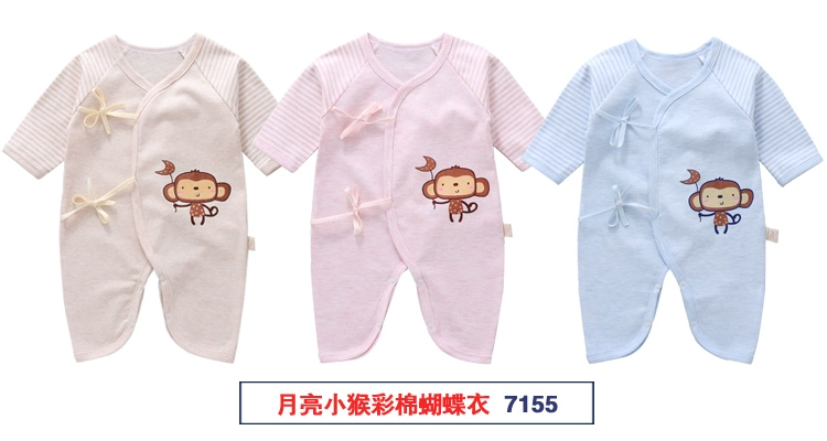 Quần áo sơ sinh 0-3 tháng bông mùa xuân bé bướm áo choàng nhà sư quần áo bé onesies 1 mùa hè 6