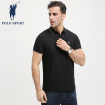 Polo Sport leads short sleeved male cotton loose casual pure color trend POLO shirt with breathable thin T-shirt