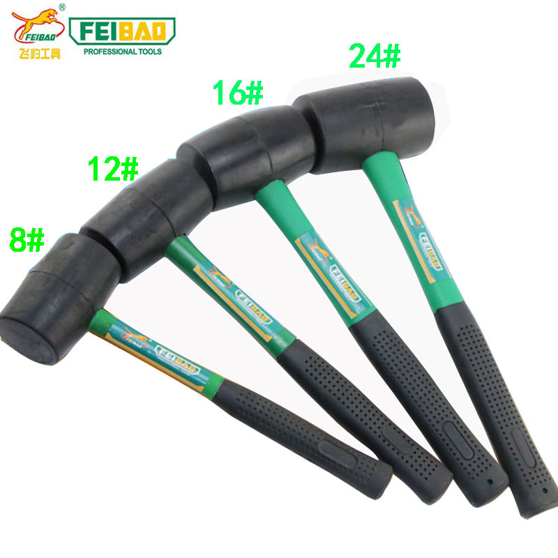 Flying Leopard Fiber Handle Rubber Hammer Rubber Hammer Mount Hammer with hammer Furnishing Construction Hammer Floor Tile Hammer Black Glue Hammer