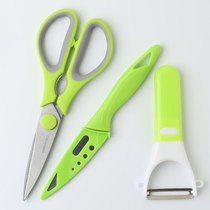 Wood Tintin scraper peeler artifact Fruit knife piece set Melon knife Kitchen scissors Chicken bone scissors Three multi-functional pack