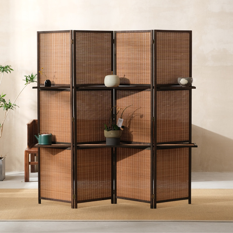 Solid Wood Screen Partition Living Room Entrance Door Sheltering Office Brief New Chinese Genguan Folding Folding Mobile Screen Pendulum