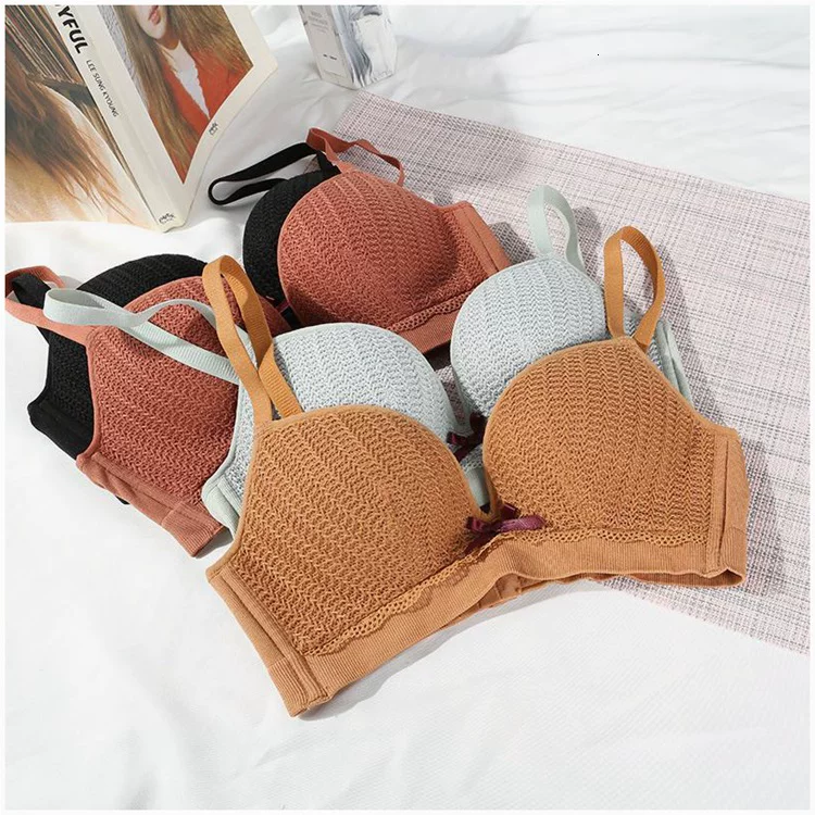Push up bra, set, wireless bra, supporting demi-season underwear