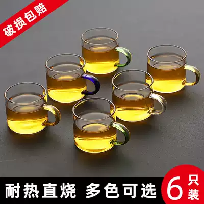 Thickened heat-resistant transparent glass tea cup small teacup with Cup kung fu tea set Master Cup ear cup tea bowl home