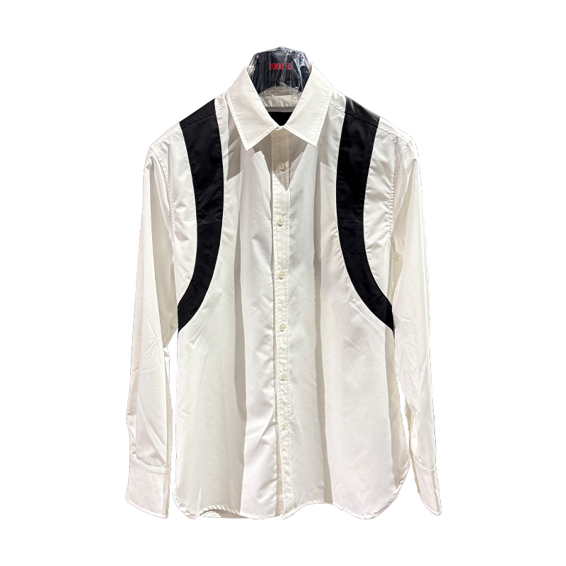 Rokkihu 2023 Mcqueen Wu Lei Patchwork Pure Cotton Love-Themed Men's Shirt in Stock