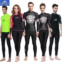 Shark bat Wetsuit Mens quick-drying long-sleeved sunscreen swimsuit Mens top split shorts Jellyfish suit snorkeling suit