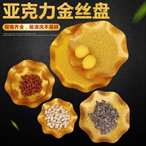 Acrylic Gold Silk Fruit Pan Snack Pan Plastic Fruit Tray Hotel KTV Special Golden Snack Pan Creative Quality