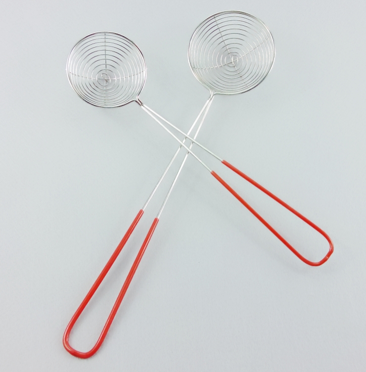 Stainless steel Pearl special colander soup spoon dumpling line leak multi-purpose cooking colander hot pot red handle Pearl leak net