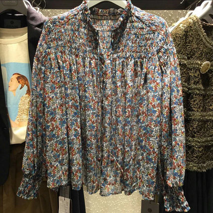 阿玛施旗舰店官网2018新款百搭气质碎花泡泡