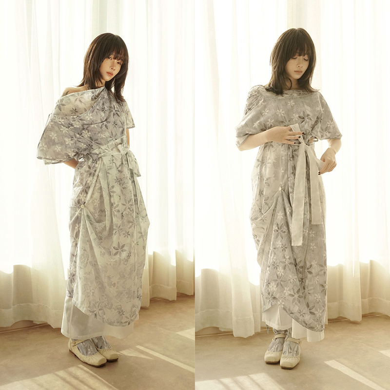 Mimichi Dream Knot Light Gray Strap Design Dress Fake Two-Piece