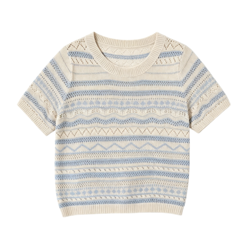 【Store Clearance】Fashionable and Elegant Striped Jacquard Knit Top 69091 【Store Clearance】Fashionable and Elegant Striped Jacquard Knit Top 69091