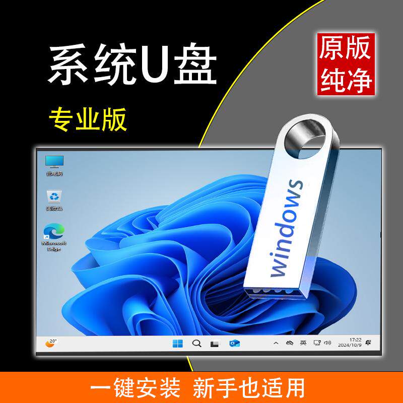 Подлинный системный u-диск win11 чистой версии переустановка компьютера W10 профессиональной версии семейная версия для начинающих белая установка в один клик Изображение 1
