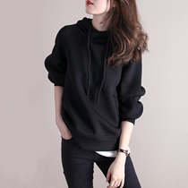 Even hat-necroswomen 2021 Fall new loose hoodie 100 hitch long sleeve head black blouses womens wins