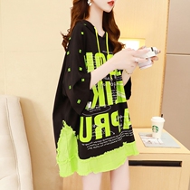 Denim Splicing Tandem Hat Short Sleeve T-shirt Woman Summer Dress 2022 New Loose Casual Display Slim Mid-Length Half Sleeve Blouse