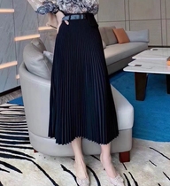 Pleated skirt women's 2021 new spring and autumn design feeling small a-character high waist slim long skirt umbrella skirt tide