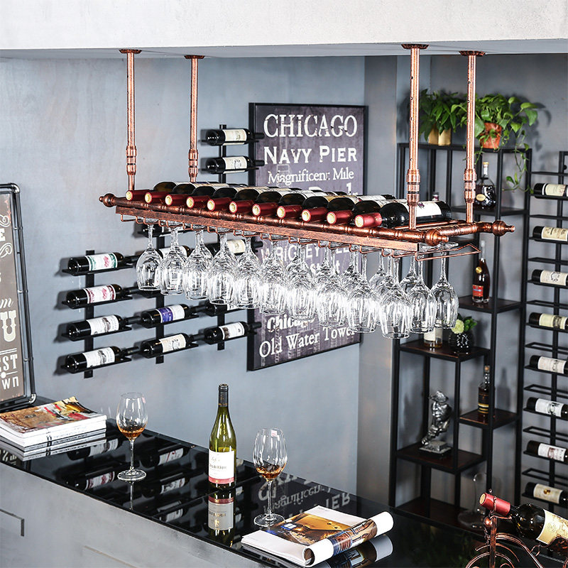 Red wine shelf red wine glass shelf upside down Home bar Creative High Foot Cup Shelf Hanging European-style Wine Bottle Rack Pendulum