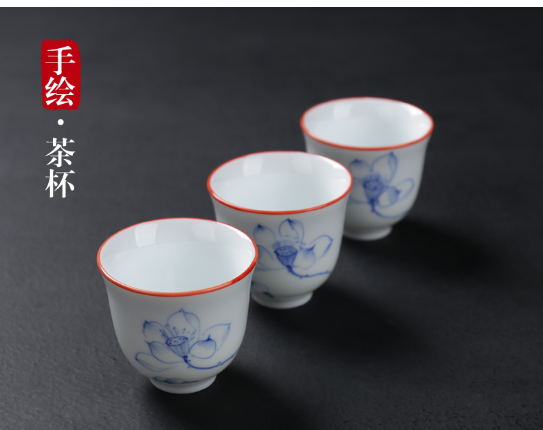 Ceramic hand - made tea sets travel four cups is suing household contracted white porcelain tea pot a pot of kung fu tea tray