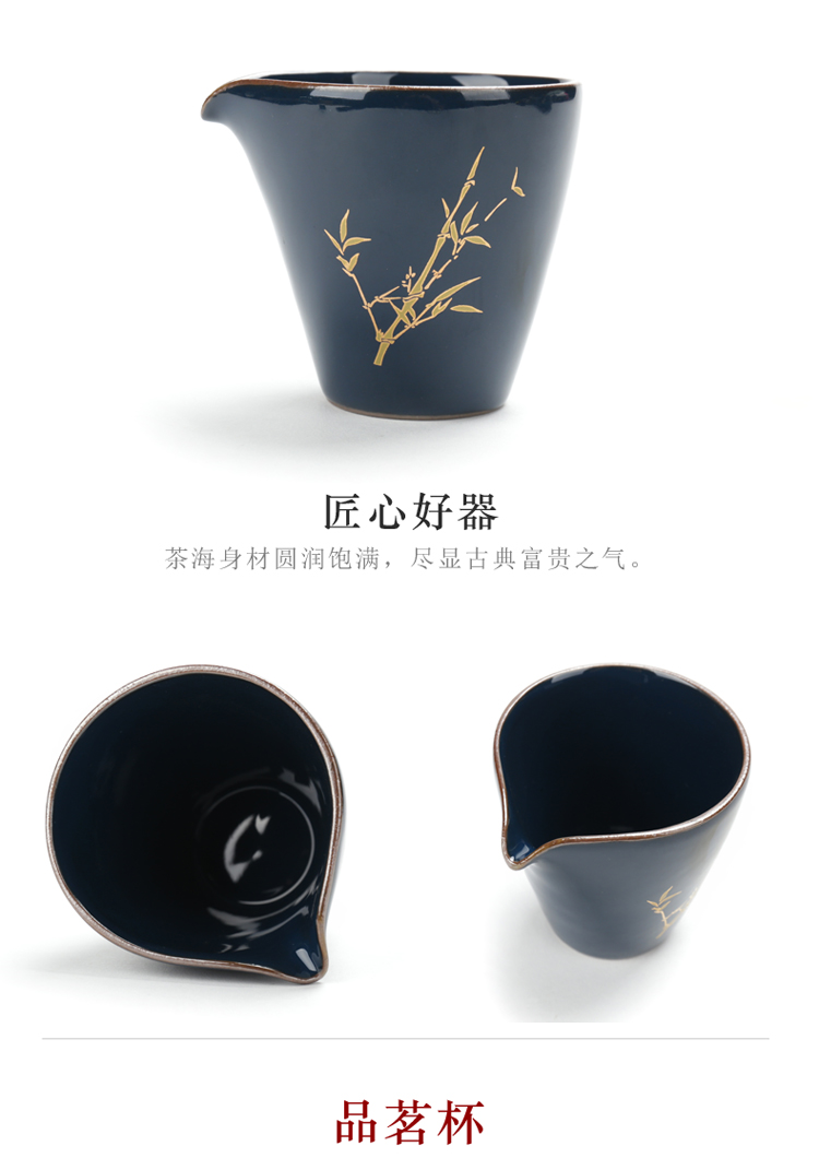 Poly real (sheng ji blue glaze modern household kung fu tea set suits for your up checking ceramic teapot tea tea sea fair keller