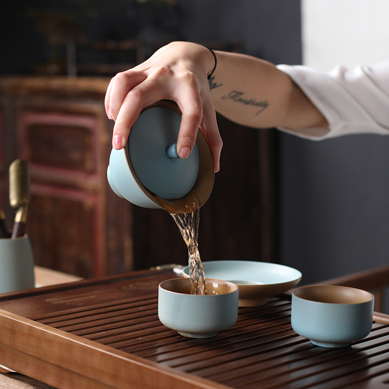 Three to gather sheng coarse pottery tureen to use Japanese contracted household against hot toast to bowl tea, kungfu tea set