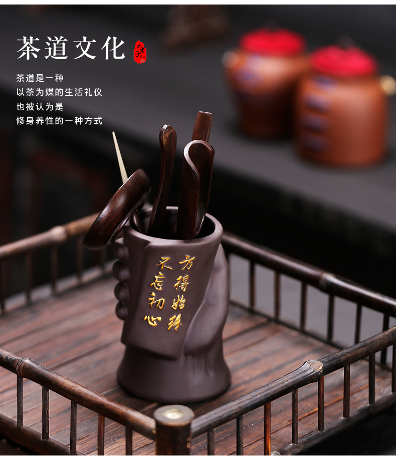 Poly real (sheng violet arenaceous ebony tea six gentleman kung fu tea accessories 6 gentleman ChaGa teaspoon of tea set