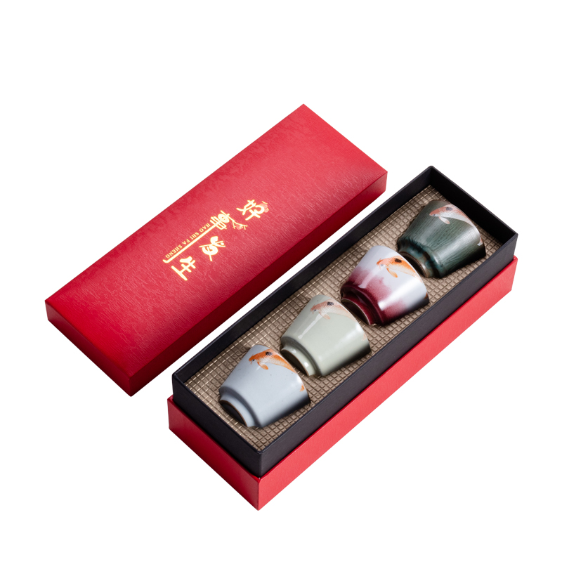 Poly real (sheng creative tea seasons up ceramic cups, kung fu noggin masters cup hand - made fish box every year
