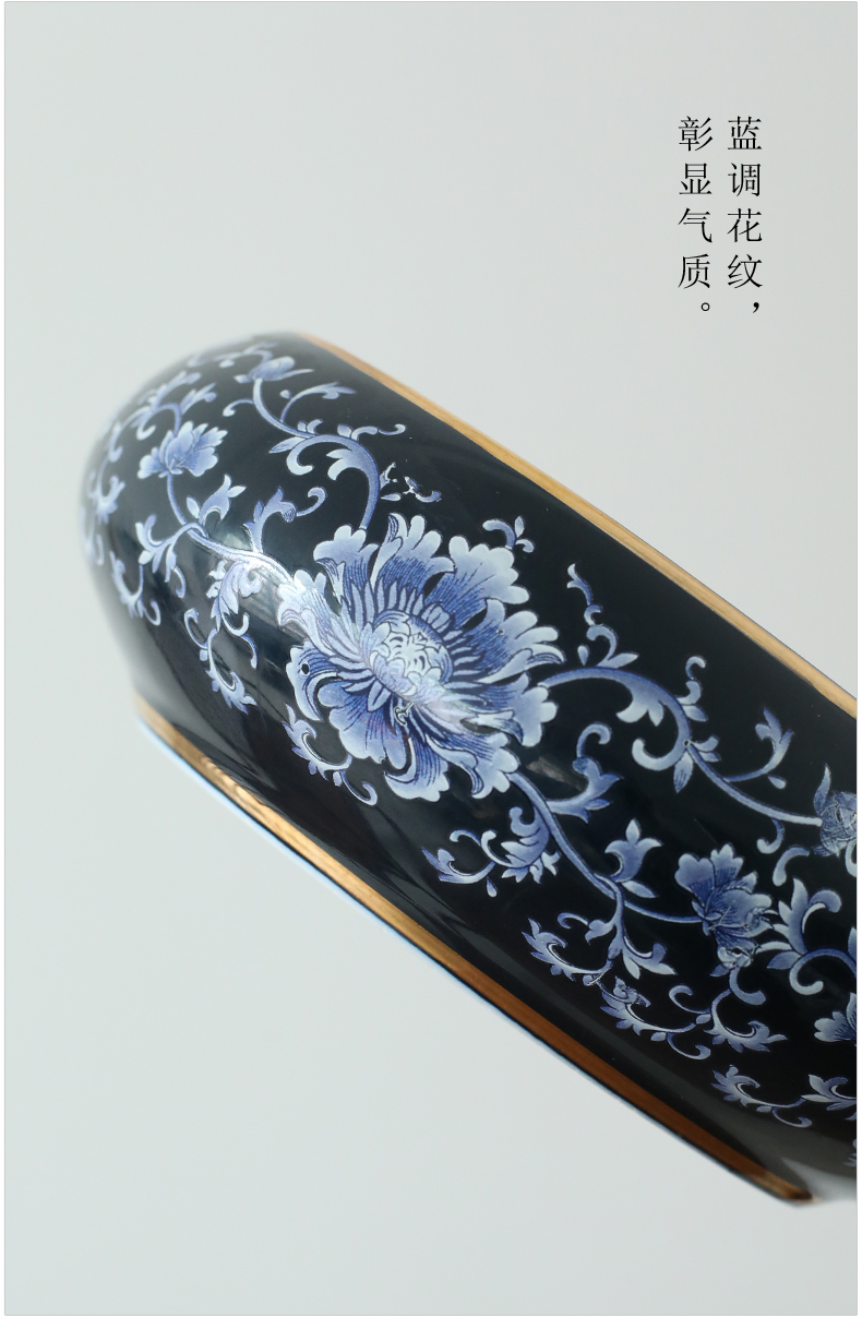 Blue and white porcelain ebony wood tea six gentleman 's suit kung fu tea accessories zero matchs tea ChaGa wipes brush