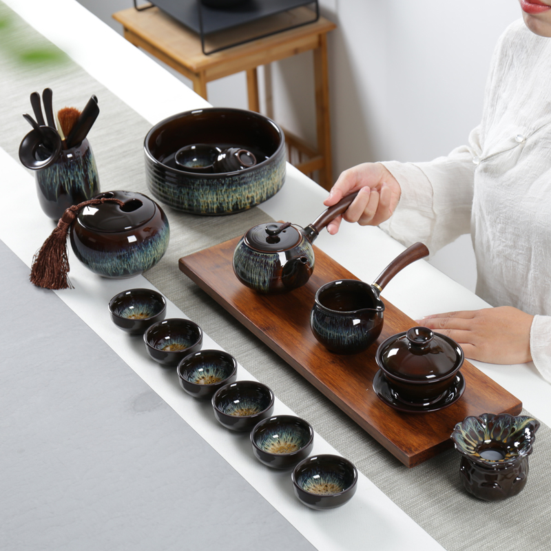 Poly real (sheng building masterpieces lamp that variable elder brother up and exquisite red glaze, ceramic kung fu tea teapot teacup sea home outfit