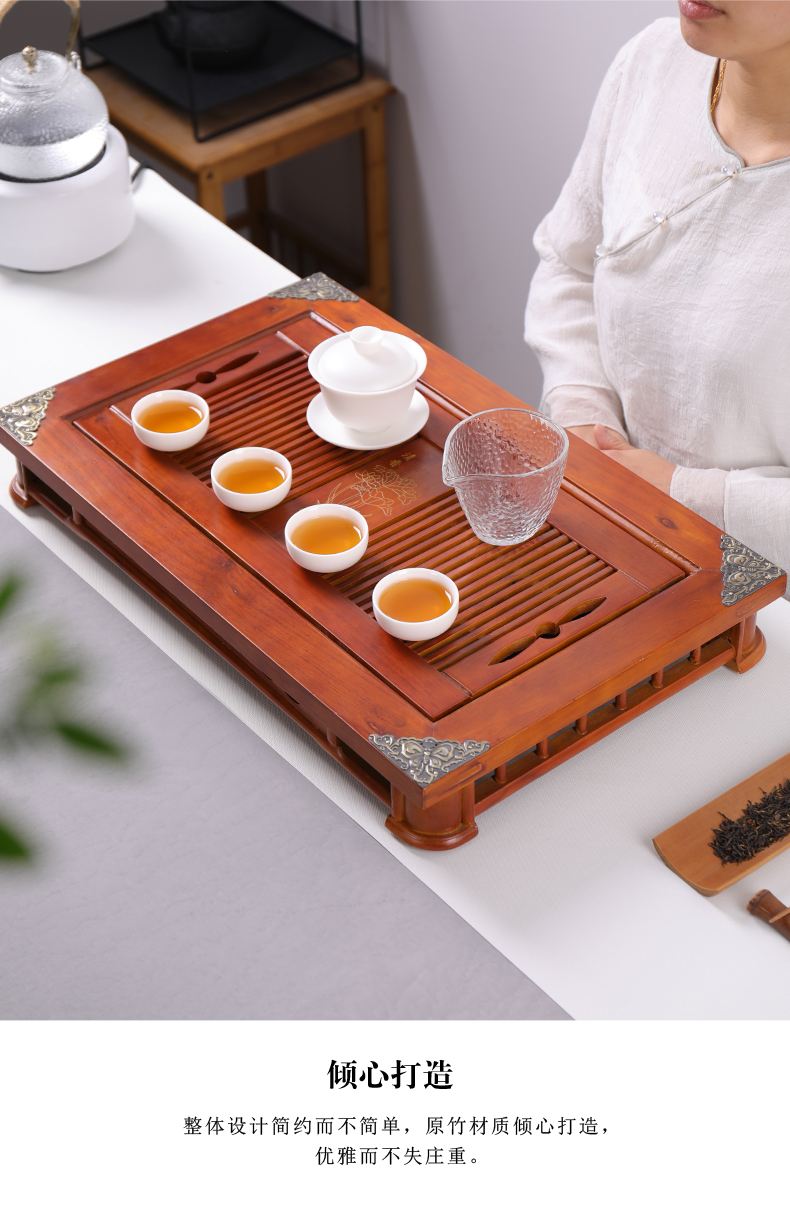 Poly real (sheng wood tea tray was suit household kung fu tea tea sets tea sea drainage contracted single plate drawer storage tray