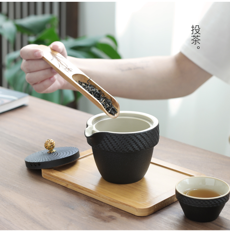 To crack a pot of travel three cups of tea set suit small sets of portable bag type ceramic teapot set LOGO with kung fu