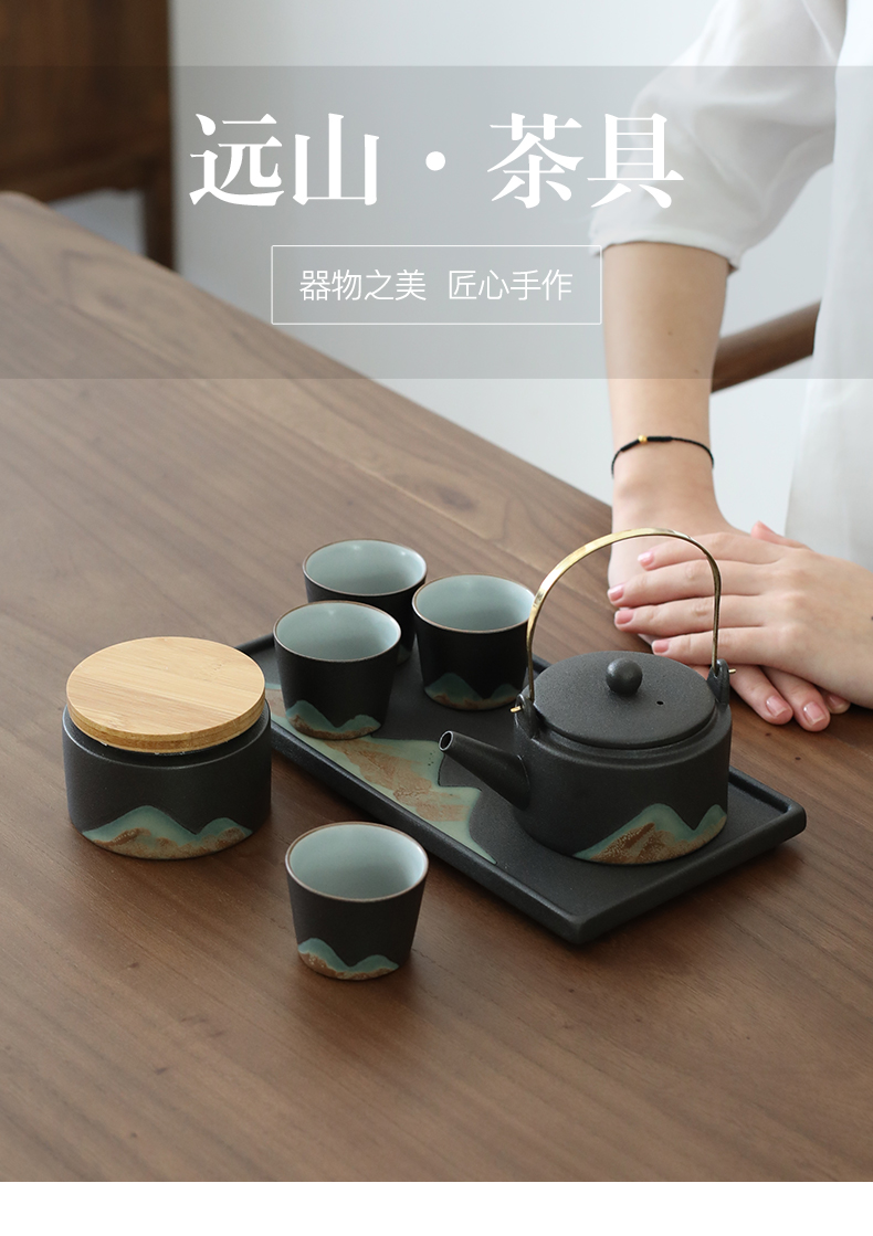 Poly real (sheng | Japanese kung fu tea set household zen ceramic teapot household contracted tea gift box girder pot