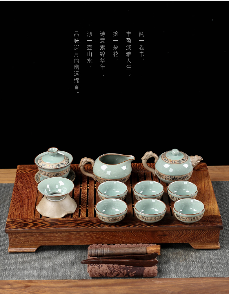 Poly real (sheng ebony wood tea tray was home brother your up up of a complete set of kung fu tea sets contracted Europe type small tea table