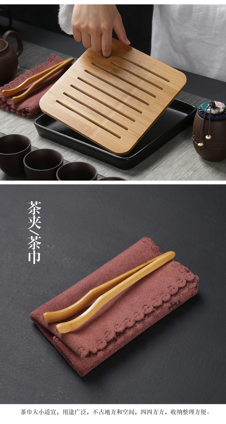 Poly real (sheng large capacity travel purple sand tea set suit portable package household contracted Japanese tea tray is suing a pot of four cups