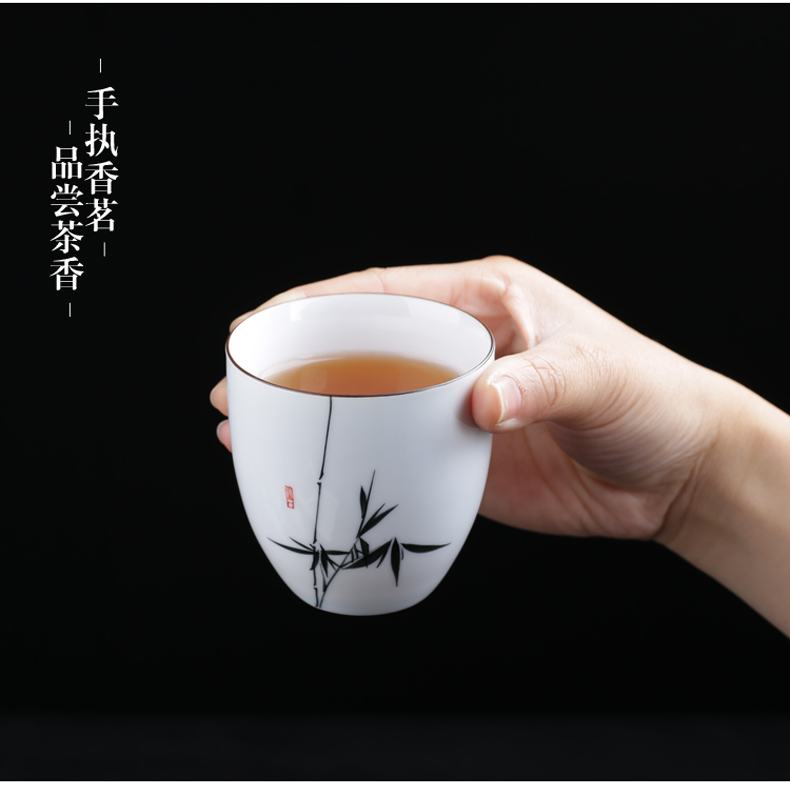 Poly real (sheng hand - made teacup single cup sample tea cup large them thin body master cup creative puer tea cups of ceramic tea set