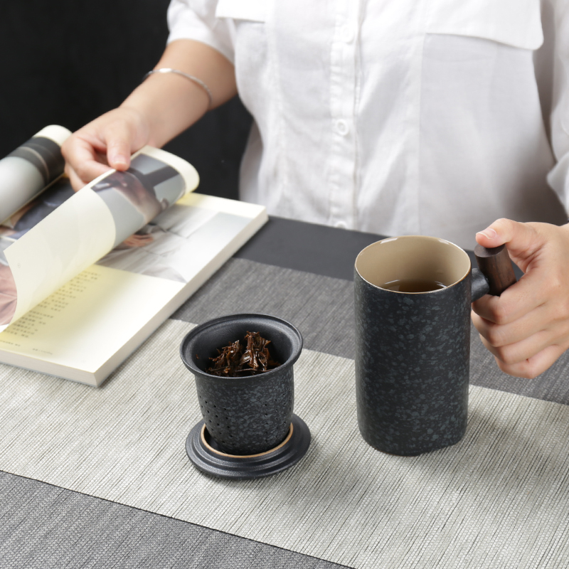 Gift mugs filter tea cups with cover glass ceramic cups office large - capacity glass trill with money