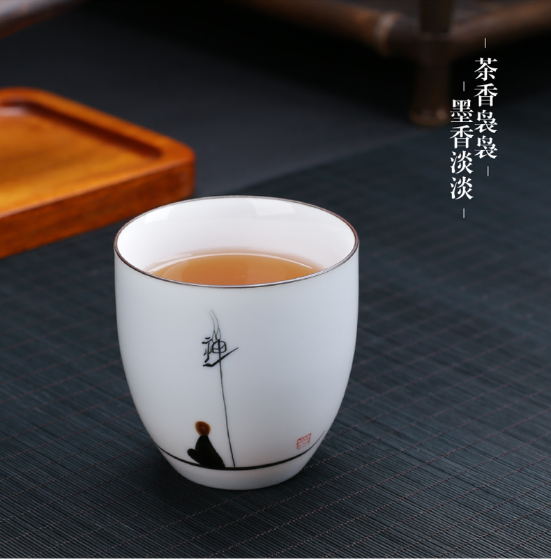 Poly real (sheng hand - made teacup single cup sample tea cup large them thin body master cup creative puer tea cups of ceramic tea set
