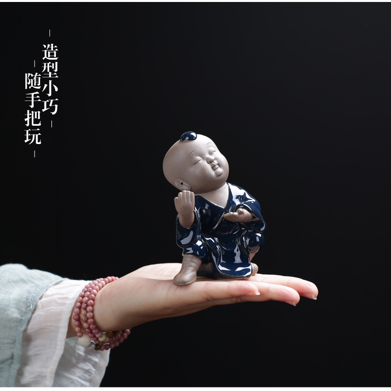 Poly real (sheng ceramic tea pet furnishing articles kung fu kid play creative monk monk character tea tea taking of spare parts