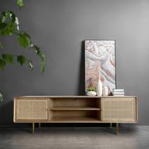 Nordic Creative Solid Wood TV Cabinet Day Style Rattan BRIEF LOG TV CABINET SMALL HOUSEHOLD TYPE HOME VINE CHIC FLOOR CABINET