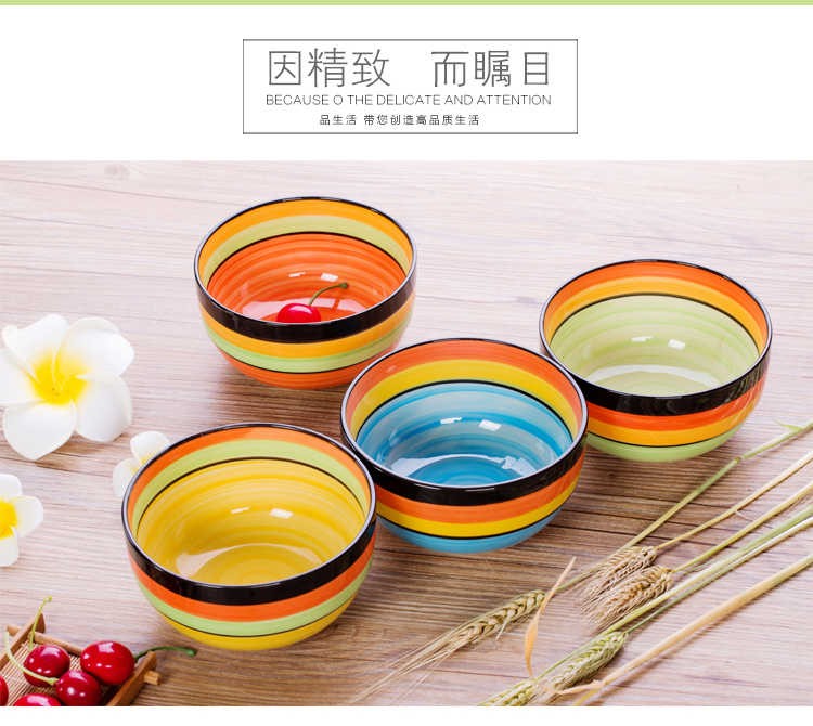 The creative fashion kitchen lovely Japanese household microwave ceramic bowl of rice bowl noodles in soup bowl tableware suit The dishes