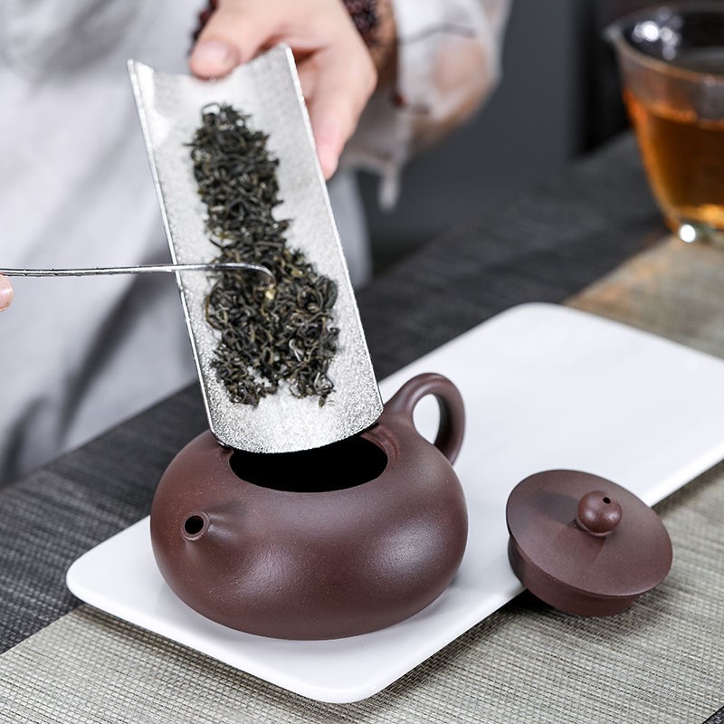 The kitchen yixing it pure manual kung fu tea pot home outfit purple mud flat xi shi tea set 240 c