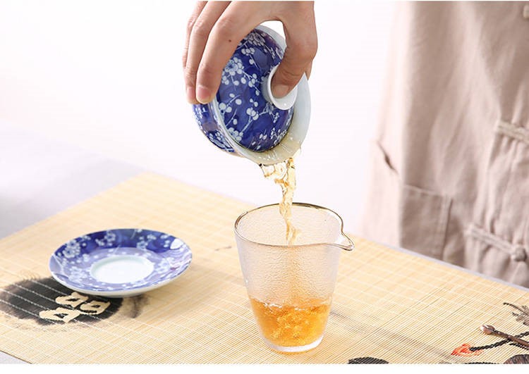 The kitchen of jingdezhen ceramics steak flowers tureen tea hand - made enamel blue and white three color gradient is large tea cups