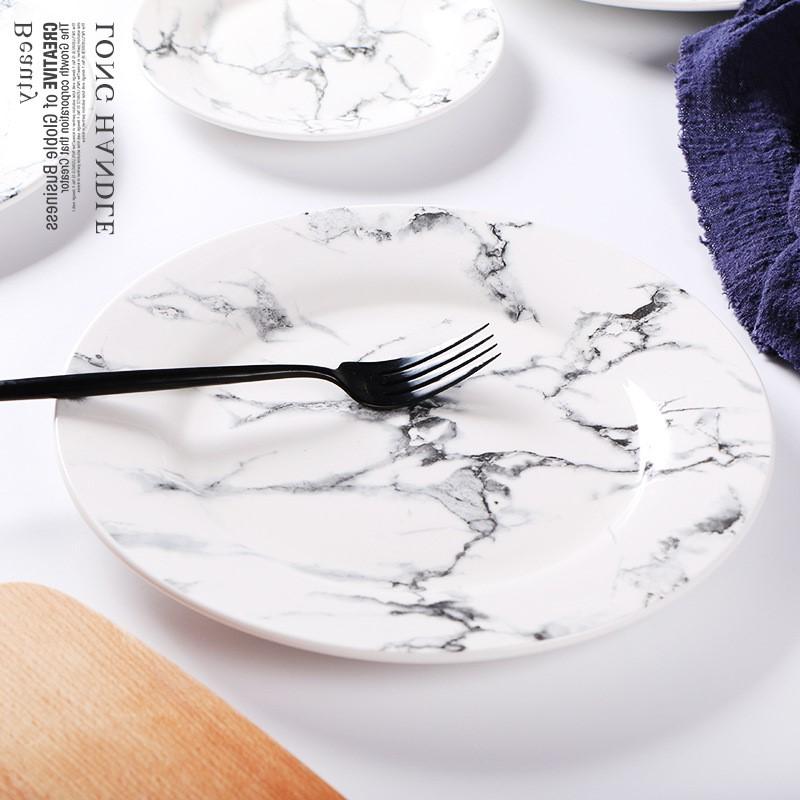 The kitchen marble ceramic 8 inches western - style food dish creative household dish plate plate bowl dish dish suits for