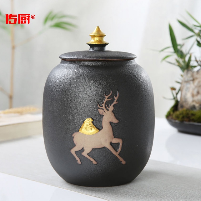 The kitchen coarse pottery tea pot seal tank size half jins of ceramic tea set with parts tea caddy fixings