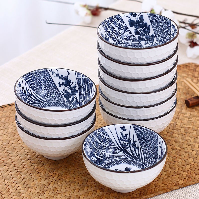 The Japanese blue and white porcelain bowl kitchen suits for home eat rice bowls ceramic dishes chopsticks tableware 6-10
