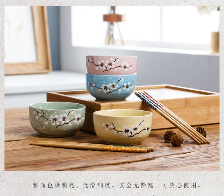 The kitchen gift bowl of Japanese creative wedding reply ceramic bowl bowl package mail home eat rice bowl chopsticks suits for lovers